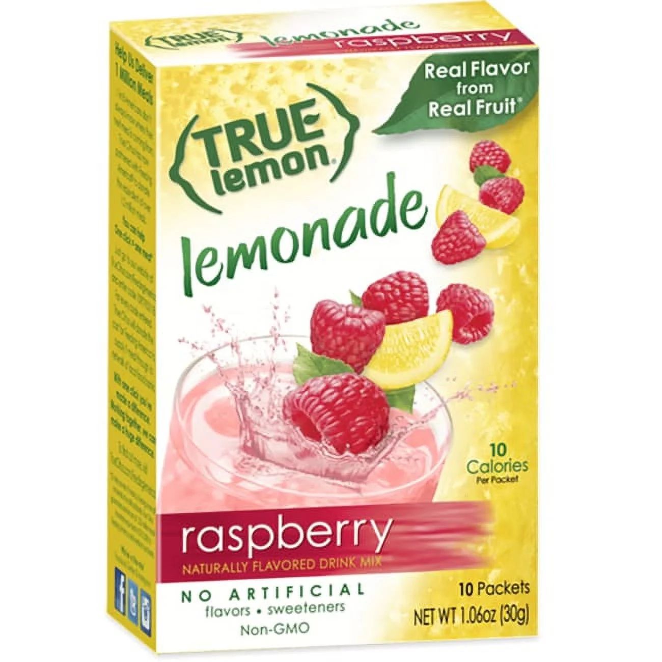 (10 Packets) True Lemon Raspberry Lemonade Stevia Sweetened, On-The-Go, Caffeine Free Powdered Dr... | Walmart (US)