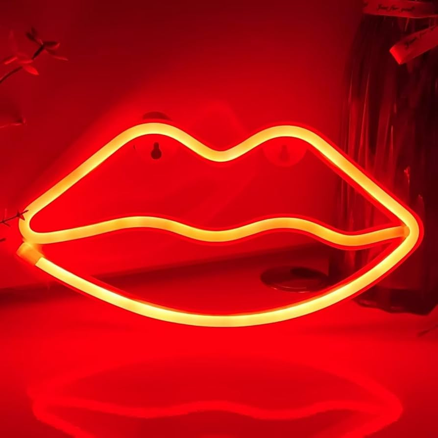 JYWJ Lip Neon Sign,USB or 3-AA Battery Powered Neon Light,LED Table Decoration,Bedroom Wall Decor... | Amazon (US)