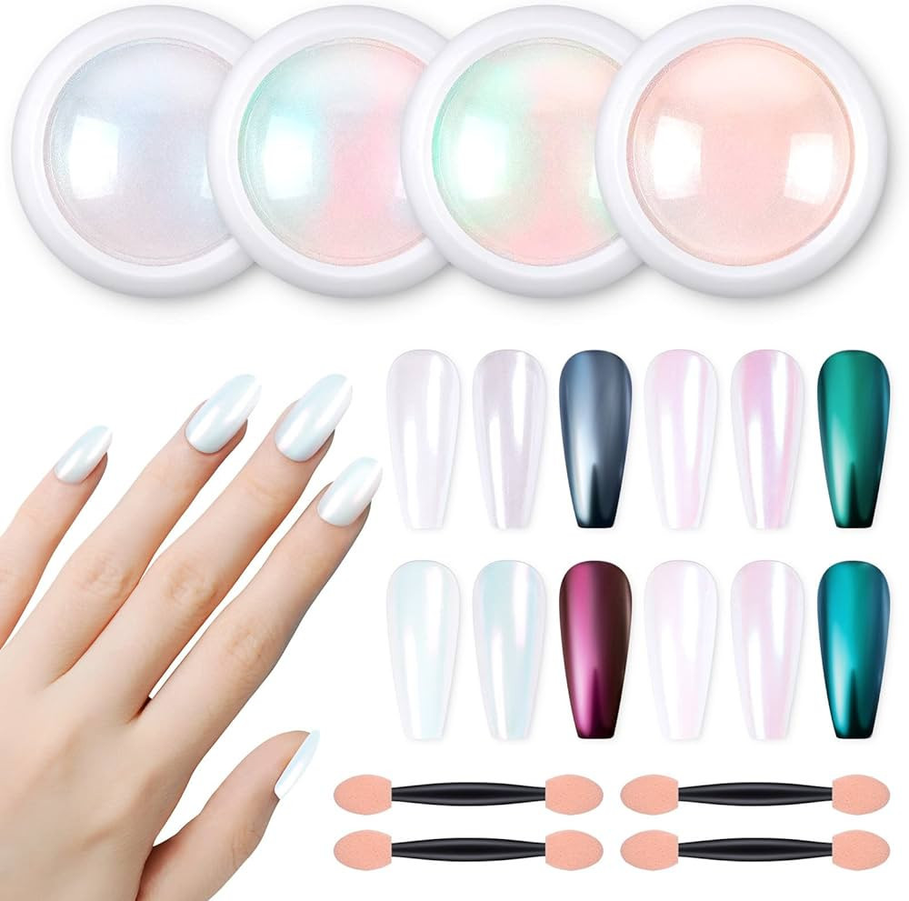 Artdone Chrome Nail Powder Metallic Mirror Effect Pigment Iridescent Aurora Mermaid Pearl Glitter... | Amazon (US)