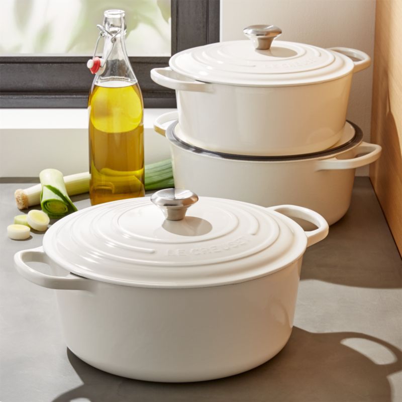 Le Creuset Signature Round White Dutch Ovens | Crate & Barrel | Crate & Barrel