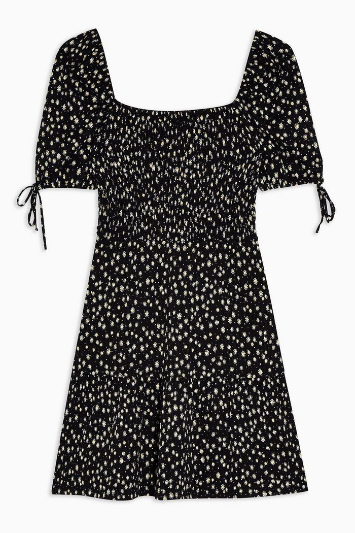 Black And White Shirred Tea Dress | Topshop US