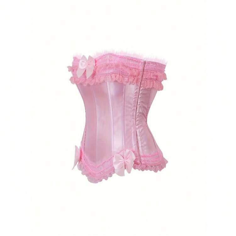 Shaper Side Zipper lace body Pink Corset | SHEIN