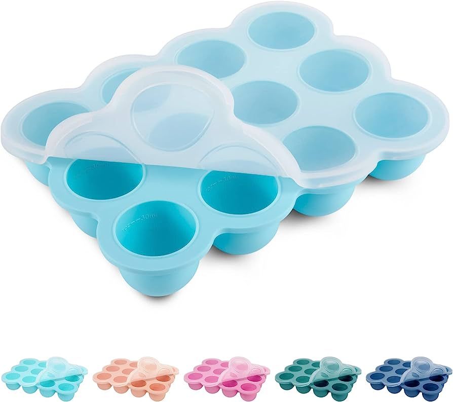 Baby Food Storage Container -12 Cup Silicone Baby Food Freezer Tray with Transparent Cover, Food ... | Amazon (US)