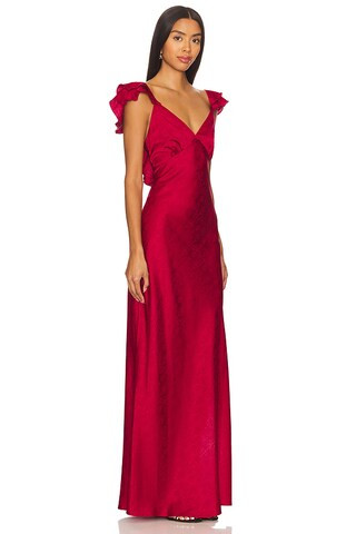 Becky Ruffle Maxi Dress in Wine Fall Gown Fall Maxi Dress Fall Dress Maxi Fall Dress Outfits 2024 | Revolve Clothing (Global)