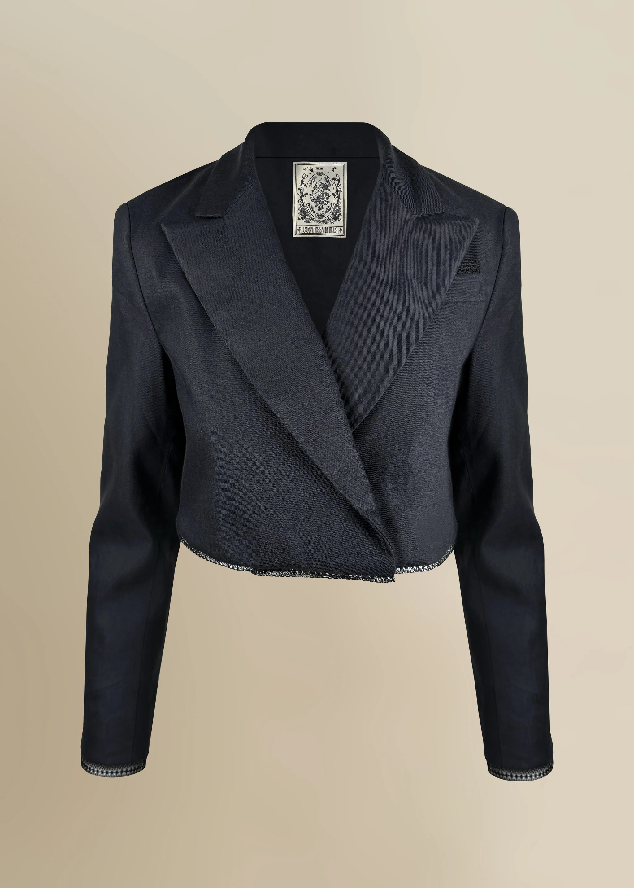 Morgaine Linen Blazer in Black | Contessa Mills