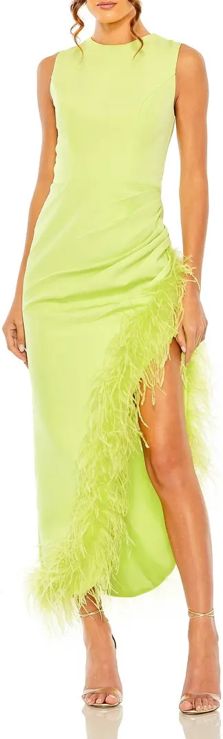 Sleeveless Faux Wrap Dress with Feather Detail | Nordstrom