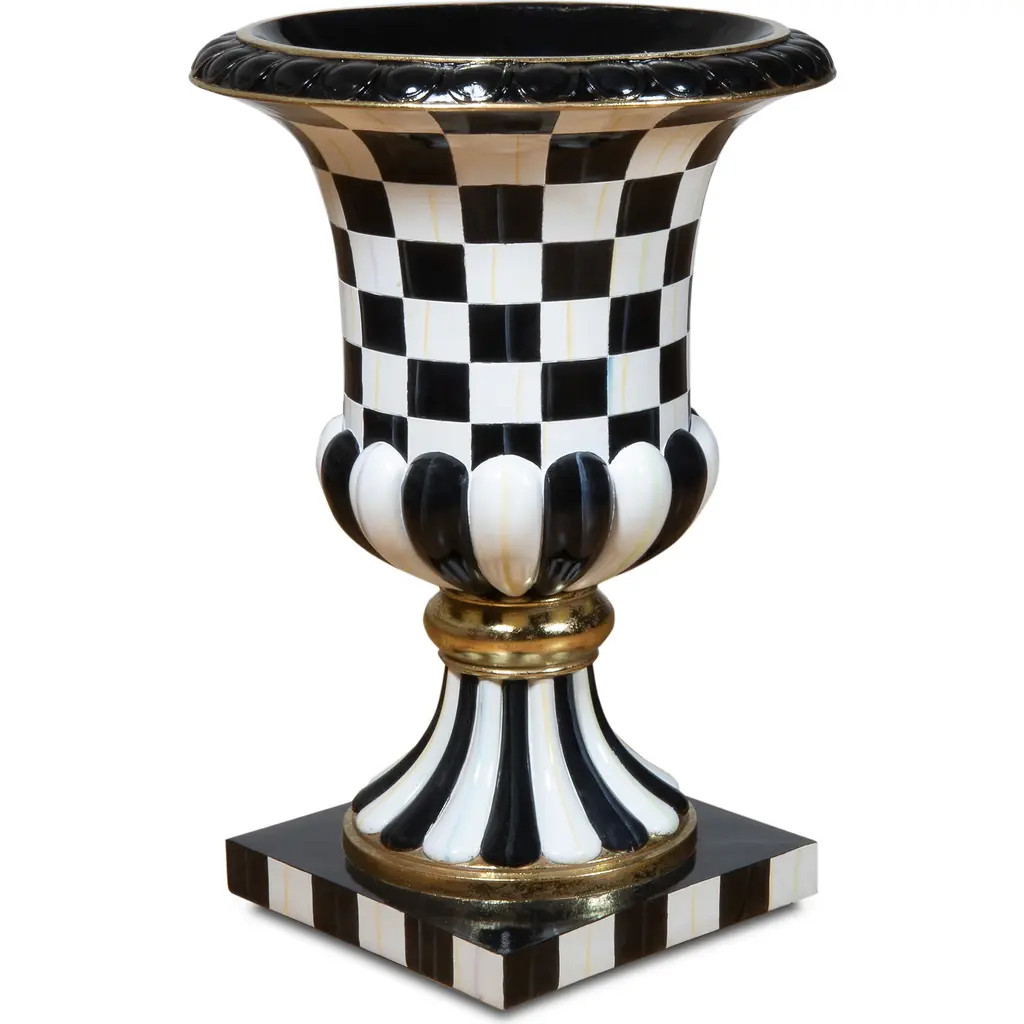MACKENZIE CHILDS Courtly Check Pedestal Urn in Black/white at Nordstrom | Nordstrom