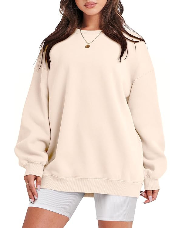 Caracilia Women Sweatshirts Crewneck Long Sleeve Oversized Fleece Hoodies 2024 Fall Fashion Pullo... | Amazon (US)