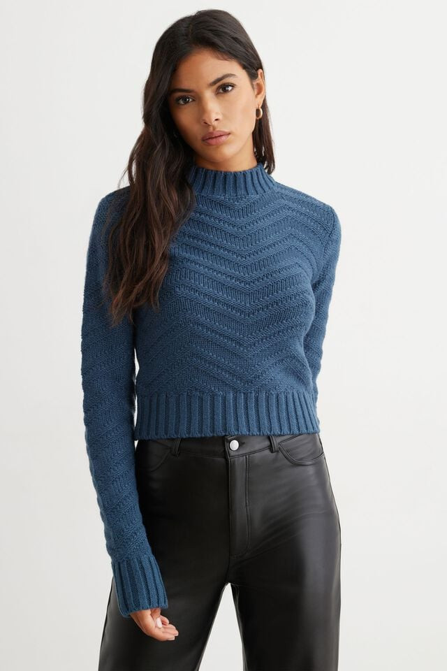 Textured Mockneck Sweater | Dynamite Clothing