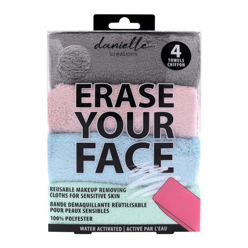 ERASE YOUR FACE Makeup Remover Cloths - Reusable Microfiber Face Towels to Cleanse & Remove Makeup - Water Activated, Dual-Sided Design for Easy Use - Pastel (4 Count) | Amazon (US)