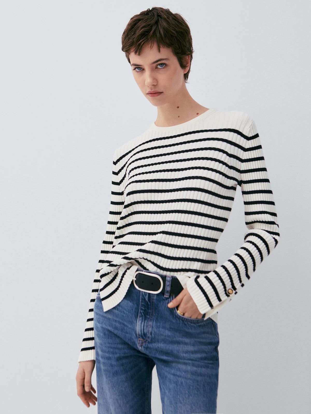 Striped ribbed sweater | Massimo Dutti (US)