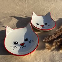 Ceramic Small Cat Plate/Colorful Feeding Bowl Gift Handmade With Ears Dish Kitten Food | Etsy (US)