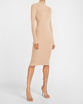 Ribbed Turtleneck Midi Sweater Dress | Express