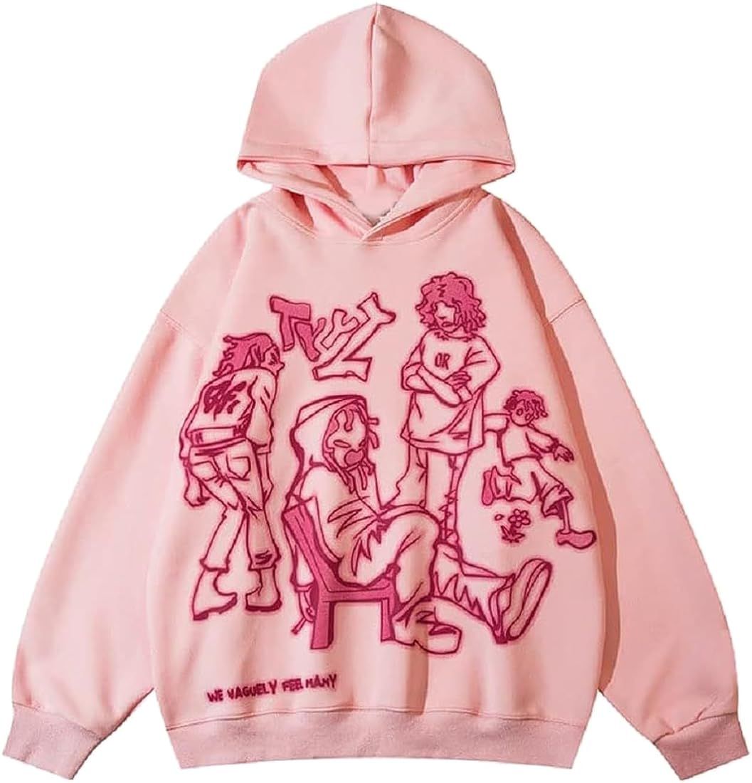 EUDOLAH Women Y2K Oversized Hoodie Character Graffiti Graphic Print Long Sleeve Hiphop Sweatshirt | Amazon (UK)