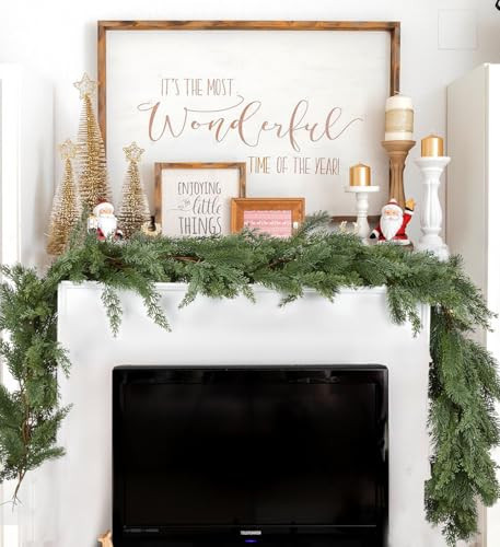 Lvydec 6ft Christmas Pine Garland Decoration, Christmas Greenery Garland Realistic Pine Needle Cypress for Holiday Mantel Fireplace Table Centerpiece | Amazon (US)