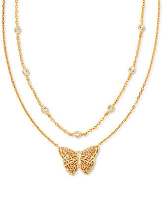 Kendra Scott Crystal & Filigree Butterfly Layered Pendant Necklace, 18 | Macys (US)