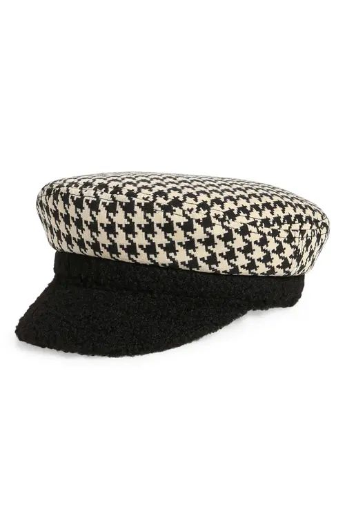 btb Los Angeles Houndstooth Conductor Hat in Black And White Tweed at Nordstrom, Size Large | Nordstrom