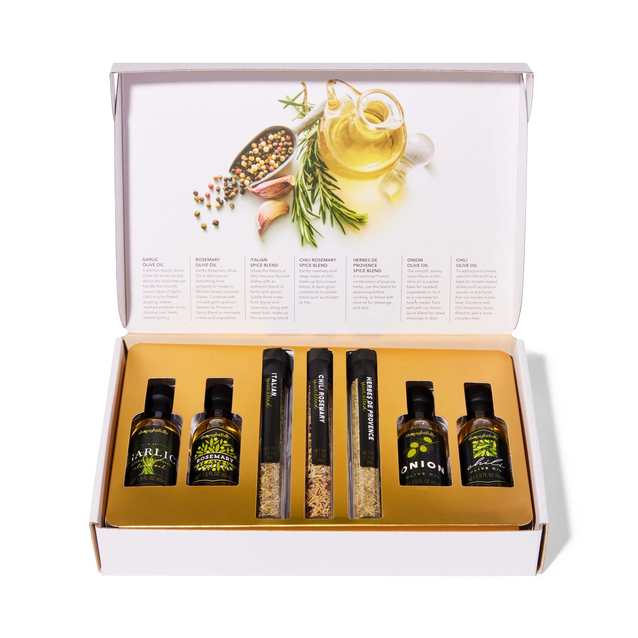 Thoughtfully Gourmet 4 Flavored Olive Oil Gift Set, Spice Infusion Cold-Pressed Extra-Virgin, Set... | Walmart (US)