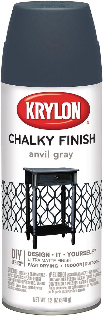 Krylon K04104000 12 Oz Anvil Gray Chalky Finish Spray Paint | Amazon (US)