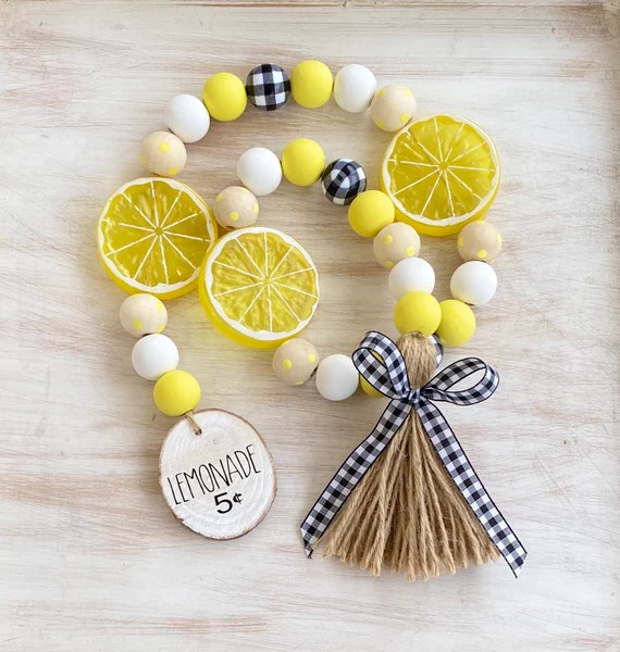 Farmhouse Lemonade Wood Bead Garland Rae Dunn Inspired Lemon | Etsy | Etsy (US)