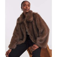 Simply Be Chocolate Short Fur Coat Natural - Simply Be - Size: 16 | JD Williams (UK)