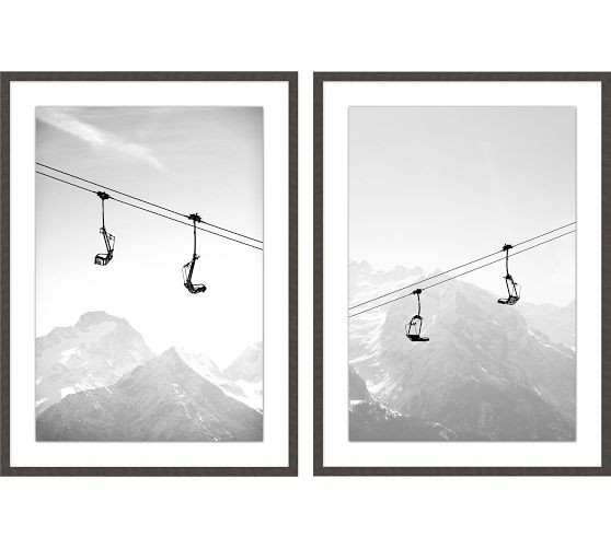 Ski Lift Diagonal Framed Print | Pottery Barn (US)