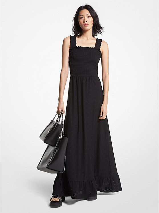 Paisley Eyelet Smocked Woven Dress | Michael Kors US
