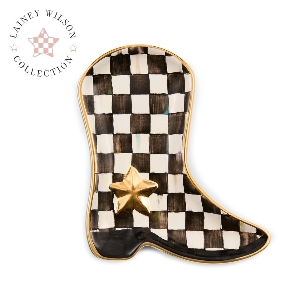 Lainey Wilson Courtly Check Cowgirl Boot Dish | MacKenzie-Childs
