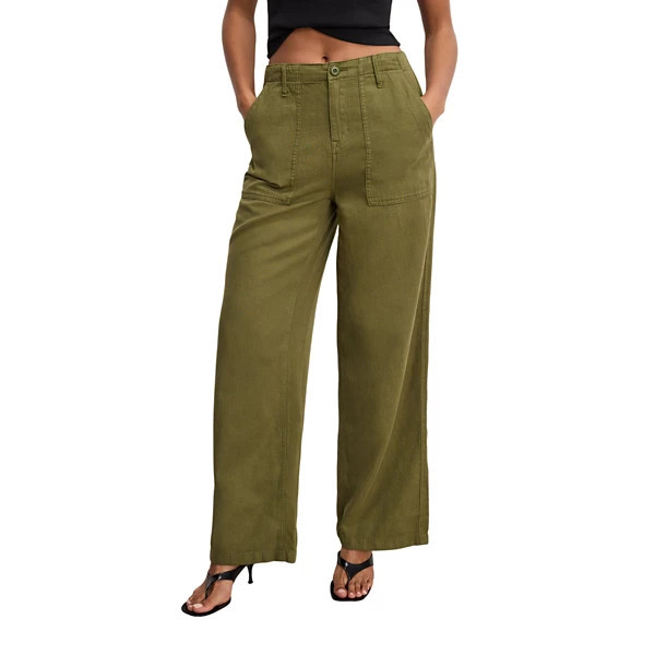 Women's GOOD AMERICAN Lite Linen Pants 10 Martini Olive | Scheels
