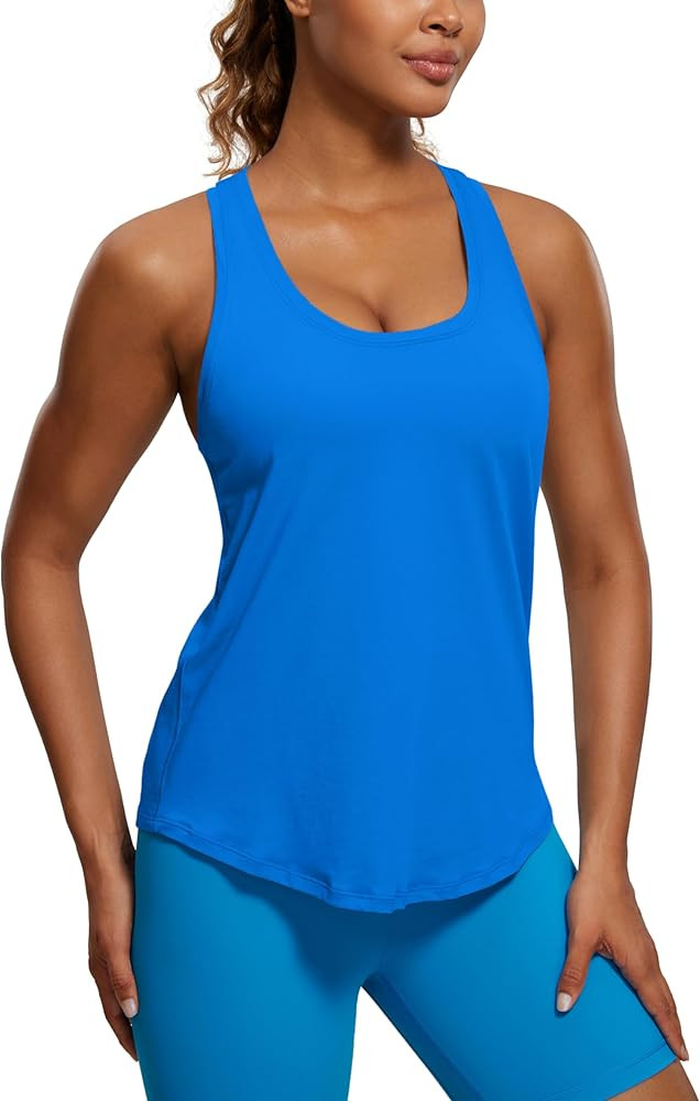CRZ YOGA Womens Pima Cotton Racerback Workout Tank Tops Scoop Neck Loose Sleeveless Tops Athletic... | Amazon (US)