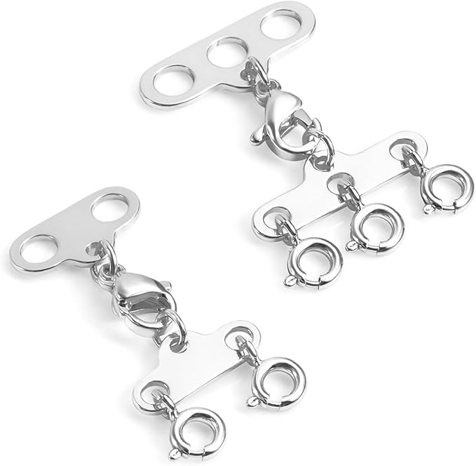 2 Stück Ketten Layering Verschluss - Silberne 2/3 Stränge Federverschluss Separator, Geschichte... | Amazon (DE)