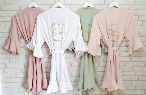Personalised Bridal Robes~Wedding Party Gowns~Ruffle Bridal Robes~Bridesmaid Robe~Maid of Honour ... | Etsy (US)