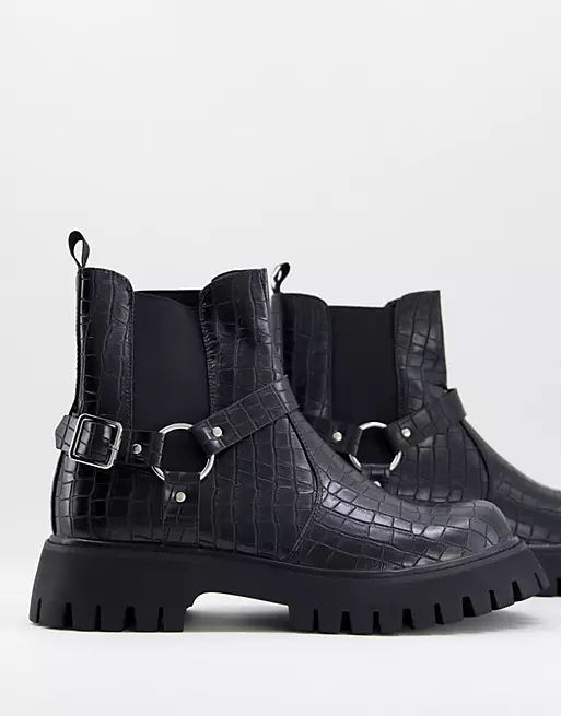 koi vegan topia harness chelsea boots in black | ASOS (Global)