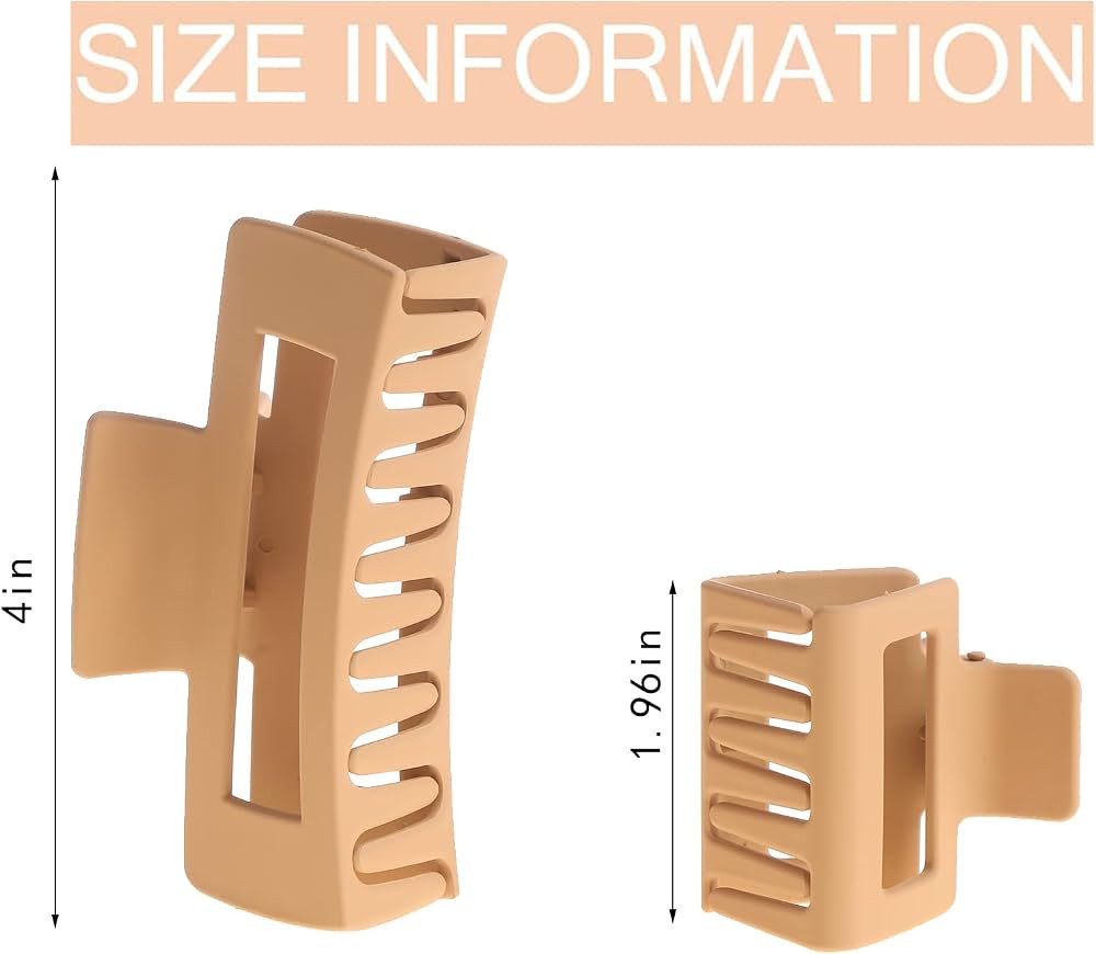 12 Pack Square Claw Clips, Big and Small Neutral Rectangle Hair Claw Clips, Non-slip Matte Large ... | Amazon (US)