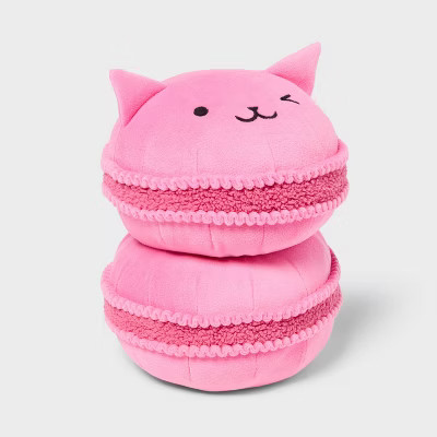 Cat Macaron Kids' Holiday Mini Weighted Plush Throw Pillow Light Pink - Pillowfort™ | Target