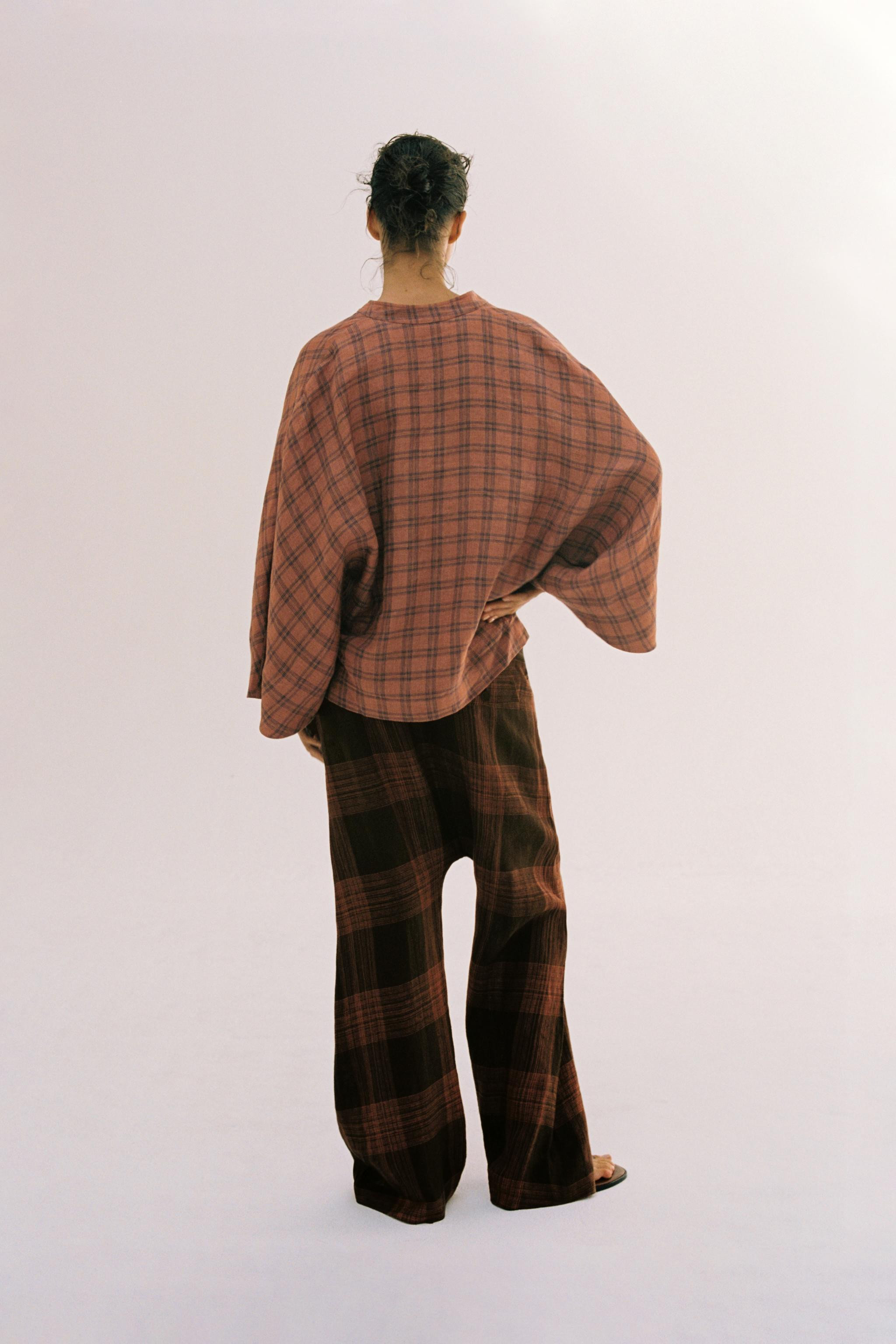 CHECKED LINEN SHIRT ZW COLLECTION | Zara US