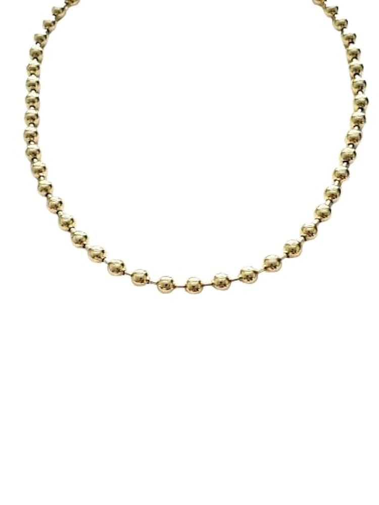 Gold Ball Bead Chain Necklace 6mm Size Layering Simple Minimal Chains | Amazon (US)