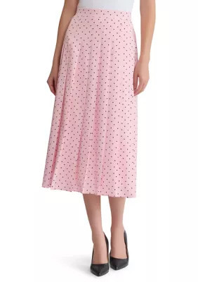 Kasper Women's Dot Print Pull On Pleated Front Skirt | Belk