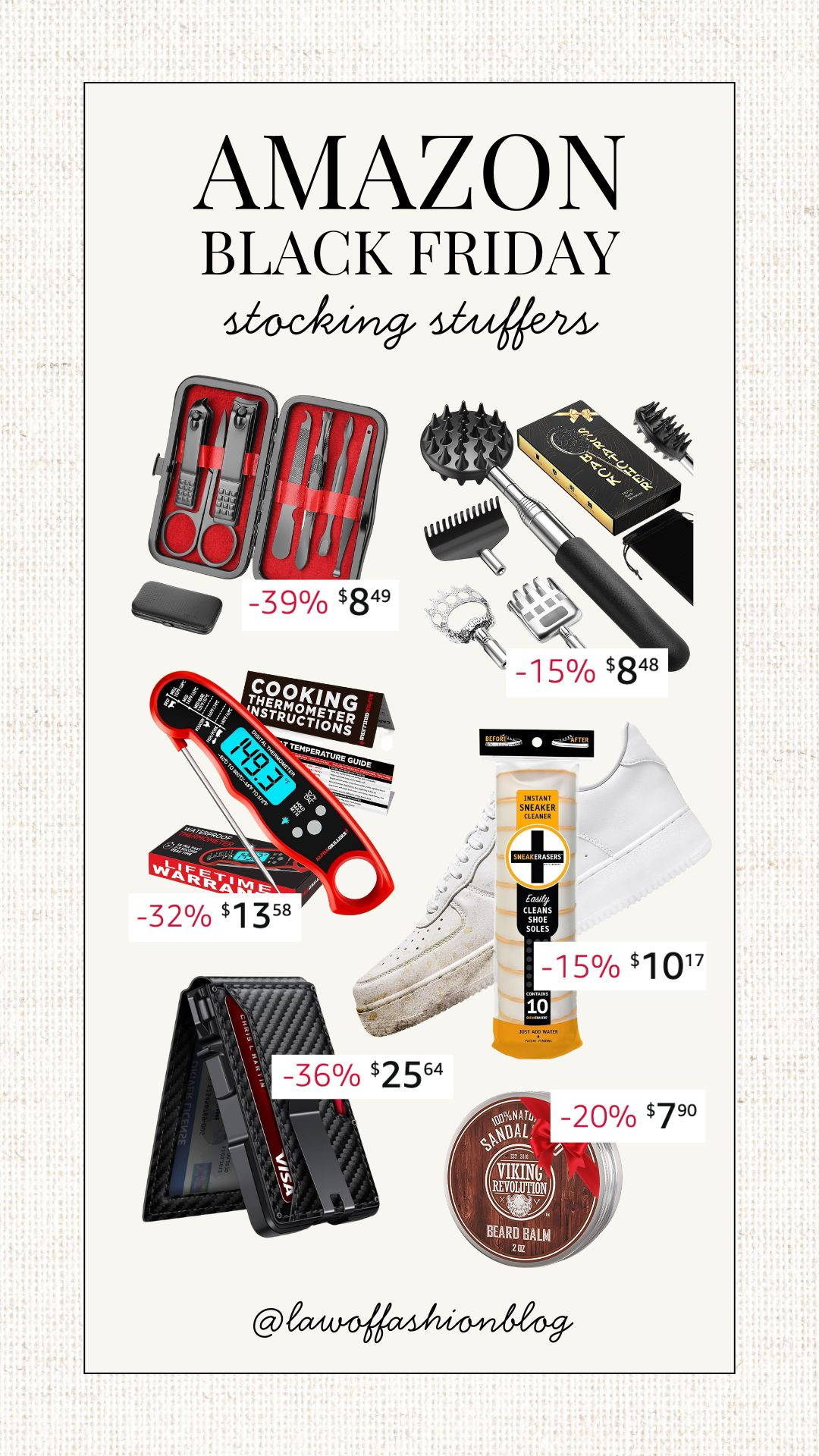 Amazon Black Friday stocking stuffer finds for men 🎁 nail set, back scratcher, thermometer, sneaker cleaner, wallet, beard balm, gift ideas for him, under $30 

 #LTKCyberWeek #LTKFindsUnder50 #LTKMens