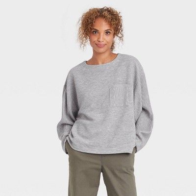 Women&#39;s Long Sleeve Ottoman T-Shirt - A New Day&#8482; Gray S | Target