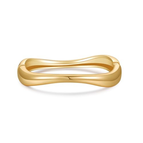 jokcde Statement Gold Cuff Bangle Bracelet, Polished Waterdrop Design, Chunky Fashion Jewelry for Women (G-gold) | Amazon (US)