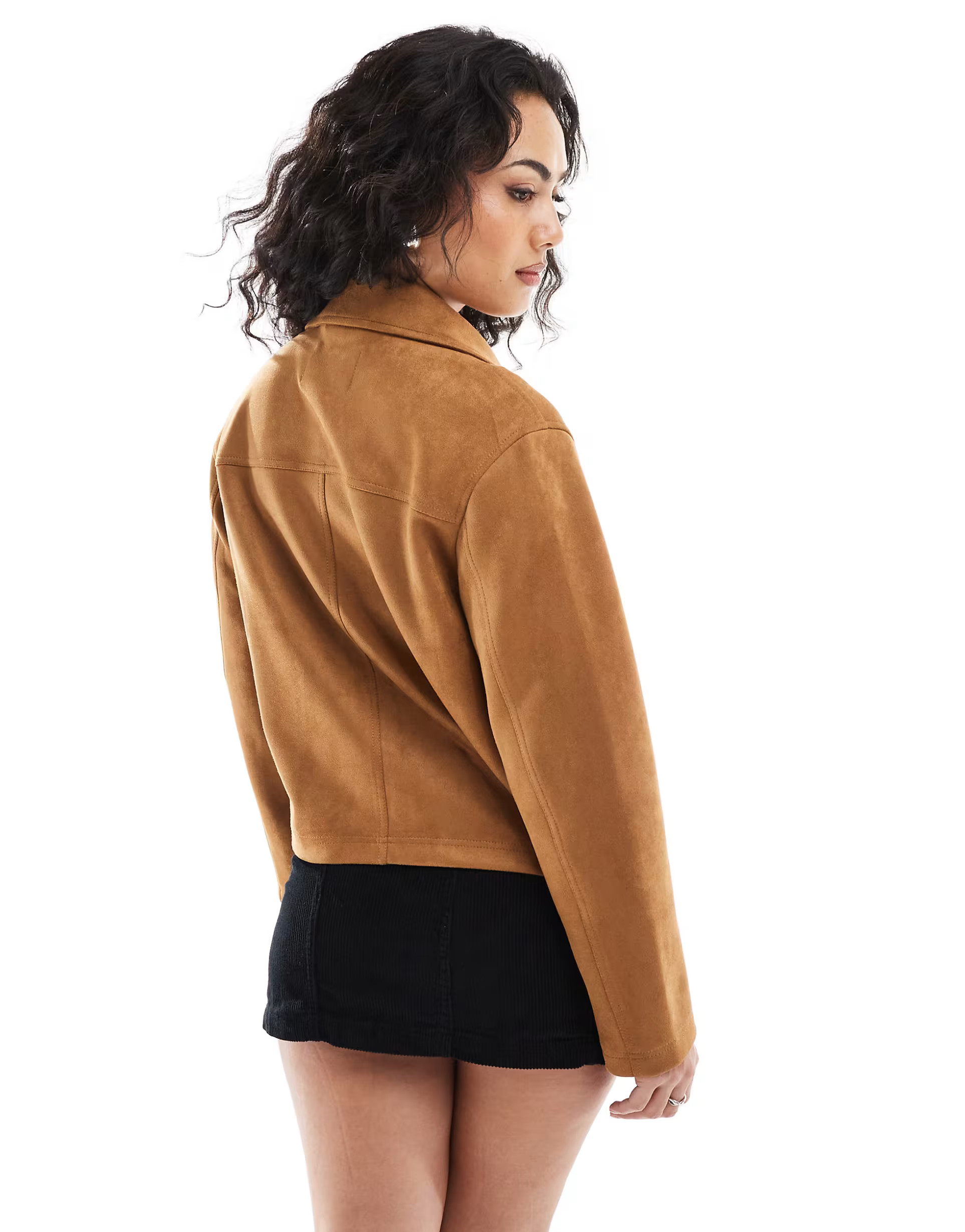 Stradivarius track jacket in brown faux suede | ASOS (Global)