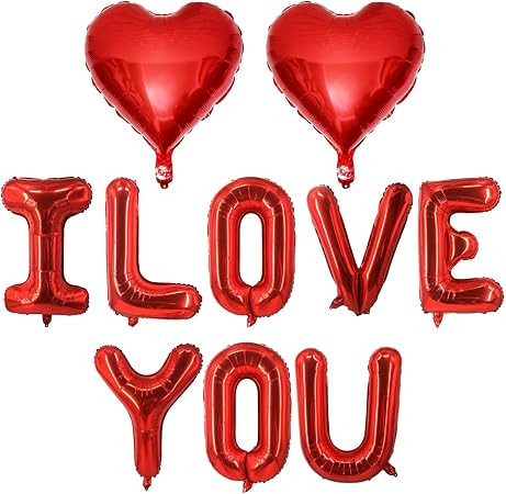 Red Heart Shaped Balloons Red I LOVE YOU Valentine Balloons for Valentines Day Bridal Shower Wedd... | Amazon (US)