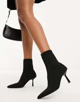 ASOS DESIGN Rosetta kitten heel sock boots in black | ASOS (Global)