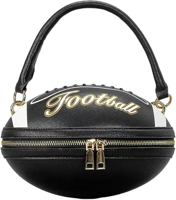Football Purses for Women Unique PU Leather Rugby Purse Football Shaped Crossbody Shoulder Bag | Amazon (US)
