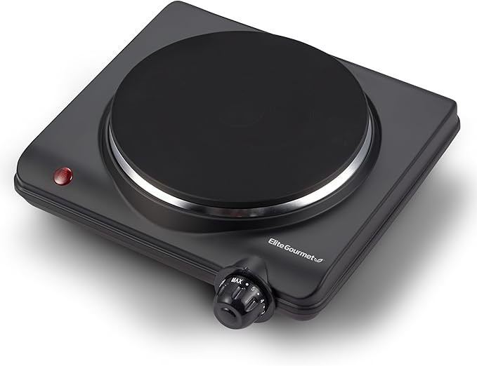 Elite Gourmet ESB-301BF# Countertop Single Cast Iron Burner, 1000 Watts Electric Hot Plate, Tempe... | Amazon (US)