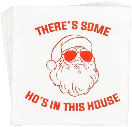 There’s Some Hos in This House Napkins, Funny Christmas Party Decorations, Christmas Xmas Holiday Pa | Amazon (US)