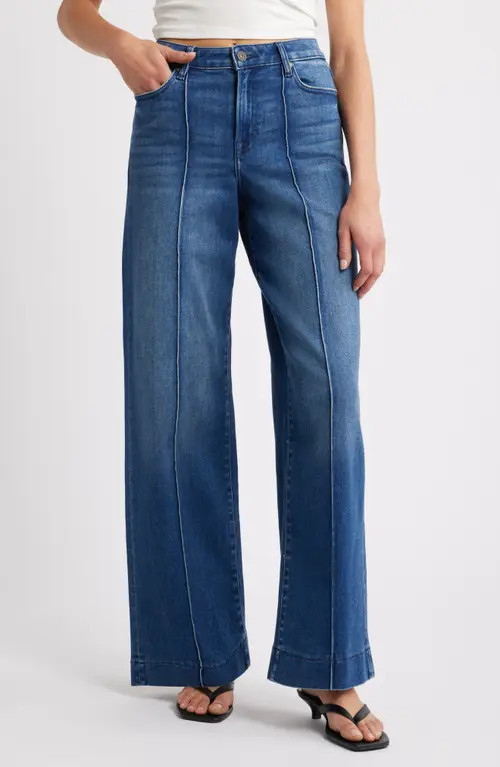 HIDDEN JEANS Pintuck High Waist Wide Leg Jeans in Dark Wash at Nordstrom, Size 29 | Nordstrom