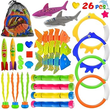 Aigybobo 26 Pcs Diving Pool Toys for Kids, Summer Underwater Swimming Toys for Ages 4-8, Fun Pool... | Amazon (US)