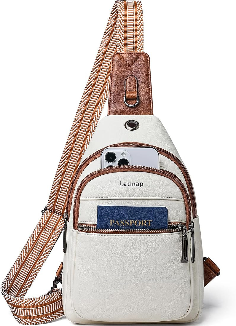 LATMAP Sling Bag For Women Faux Leather Anti Theft Small Casual Backpack Fanny Pack Crossbody Che... | Amazon (US)